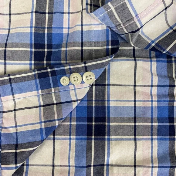 Croft & Barrow Button Down Shirt Men's Size XL Blue Easy Care Plaid Short Sleeve - Picture 4 of 12